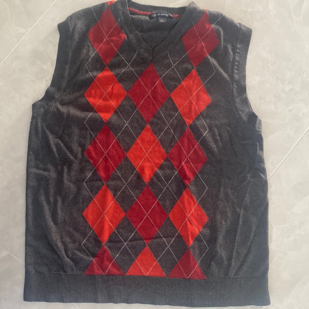 Banana Republic men’s large silk/cotton/cashmere argyle sleeveless sweater/vest